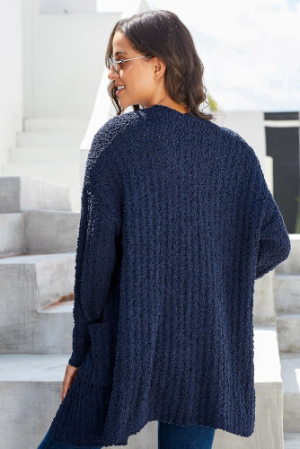 Teal Blue Pebble Beach Textured Cardigan