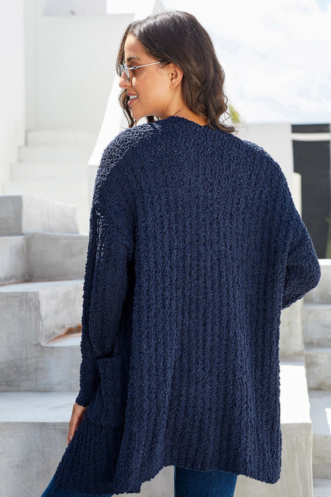 Teal Blue Pebble Beach Textured Cardigan