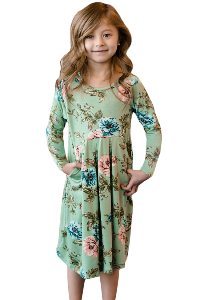 Floral Mint Swing Dress with Hidden Pockets