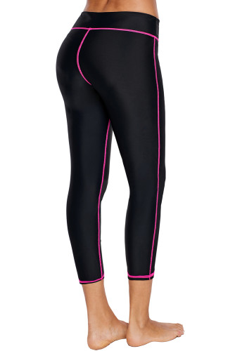 Rosy Seam Detail Black Swim Capris
