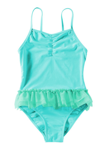 Blue Ruffles One Piece Swimsuit for Girls