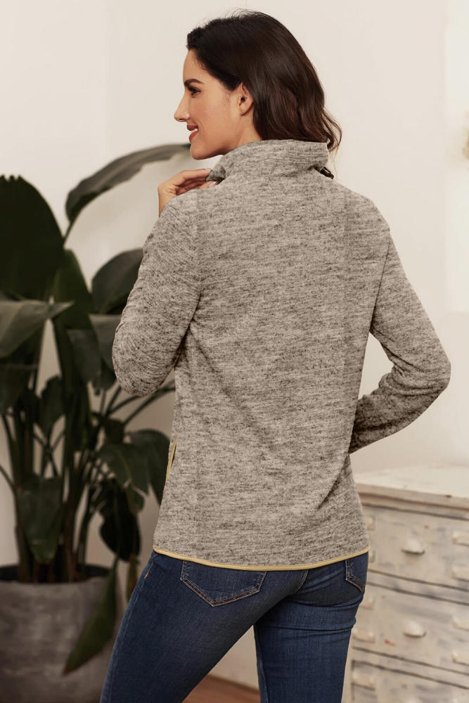 Khaki Quarter Zip Pullover Sweatshirt