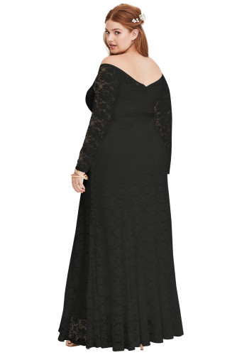 Special Occasion Plus Size Black Lace Gown
