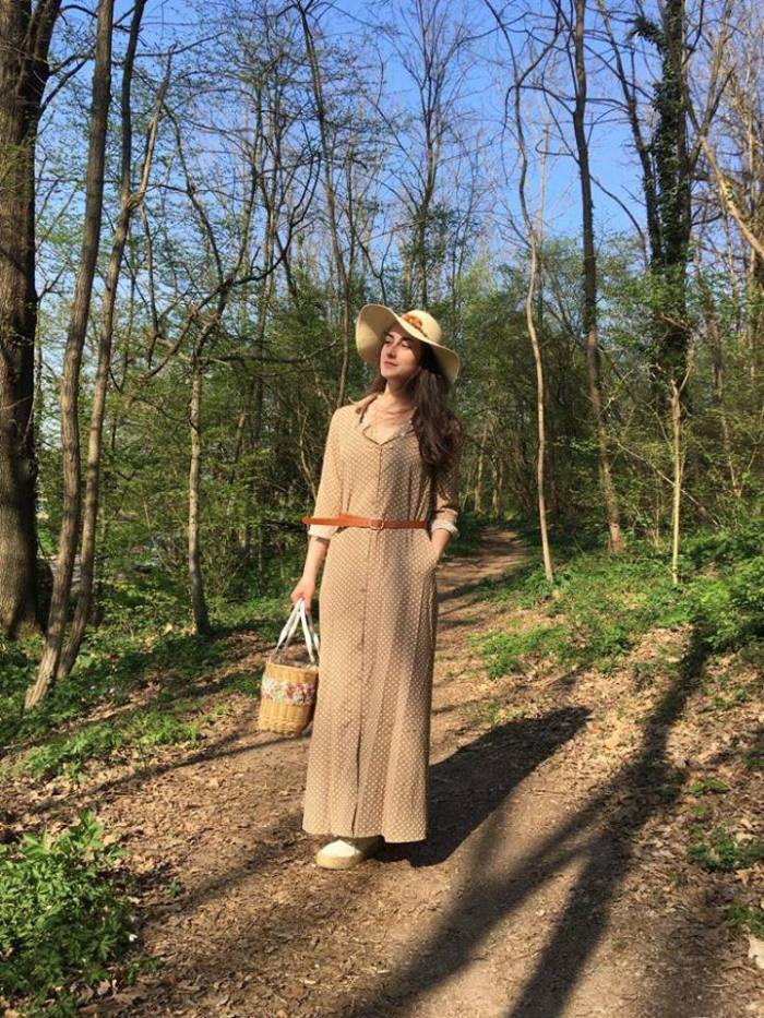 Olive Green Polka Dot Button Down Maxi Shirt Dress
