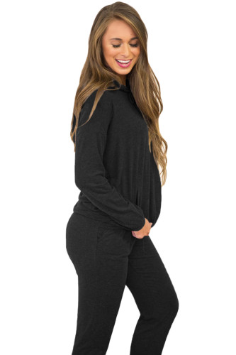 Black Loungewear Hoodie and Joggers Set