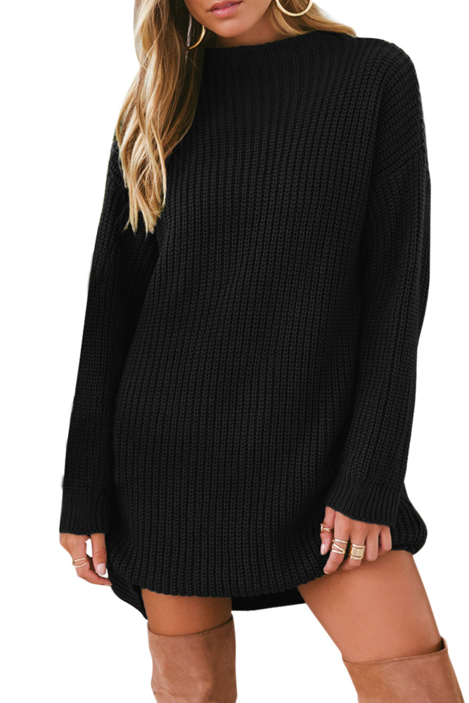 Black Drop Shoulder Pullover Sweater