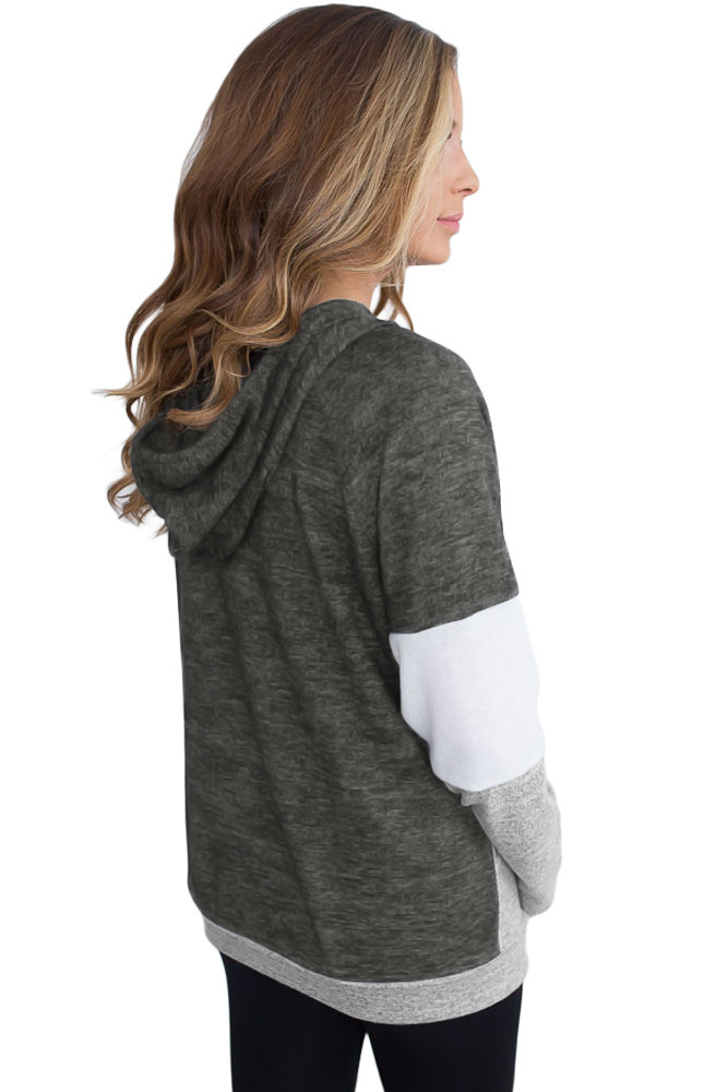 Charcoal Atop Triple Colorblock Pullover Hoodie