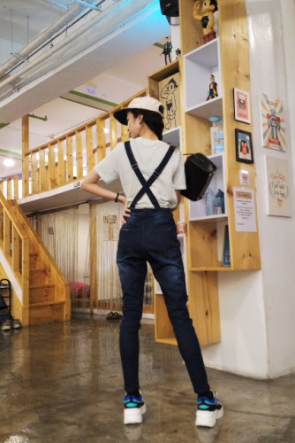 Dark Blue Wash Distressed Jeans Overalls
