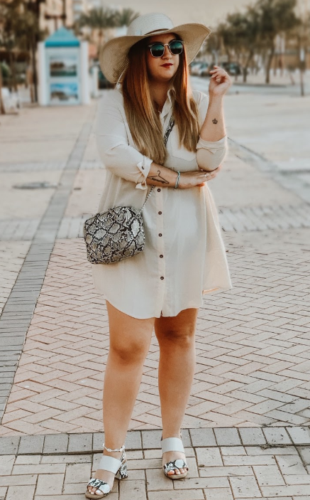 Apricot Long Sleeve Button Down Crepe Shirt Dress
