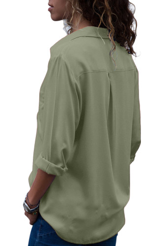 Army Green Covered Placket Button Down Shirt