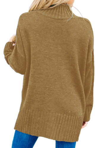 Cocoa Turn-up Sleeve Turtle Neck Sweater