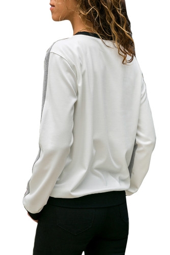 Gray Color Block Round Collar Sweatshirt