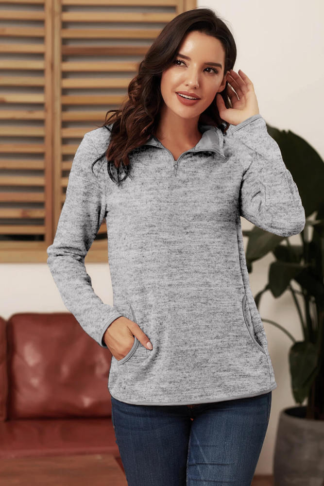 Gray Quarter Zip Pullover Sweatshirt