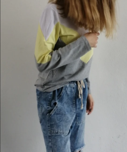 Yellow Chevron Colorblock Long Sleeve Top