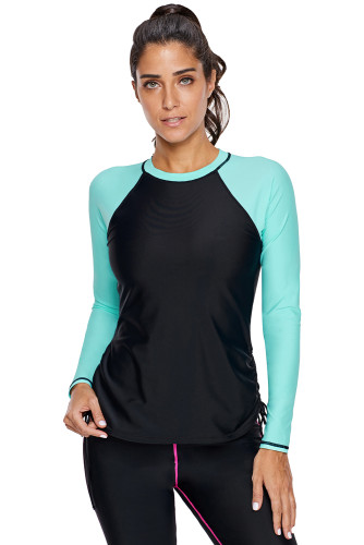 Black Mint Colorblock Long Sleeve Rashguard