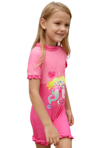 Pink Little Mermaid Princess Cute Girls Swimsuit