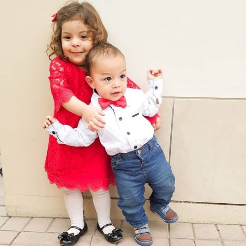 Red Flower Girls Lace Mini Dress