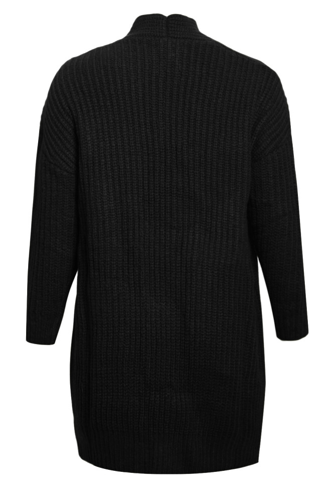 Black Pocketed Cable Knit Cardigan