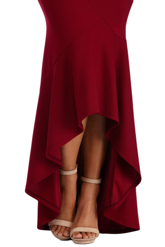 Burgundy Strapless High-low Hem Mermaid Dress