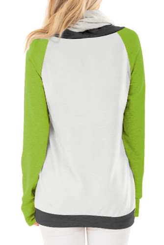 Green Thumb Hole Sleeves Color Block Sweatshirt