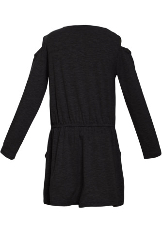 Black Girl's Long Sleeve Cold Shoulder Dress