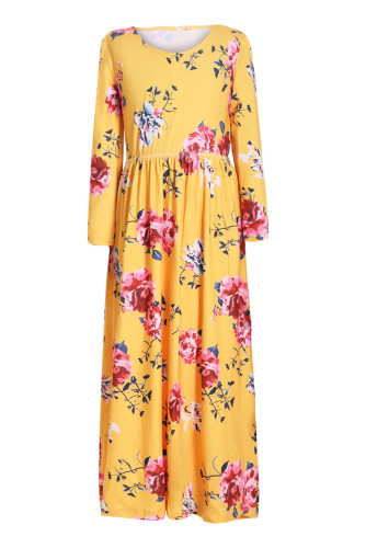 Yellow Floral Maxi Dress for Kids