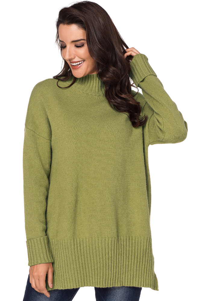 Mustard Turn-up Sleeve Turtle Neck Sweater