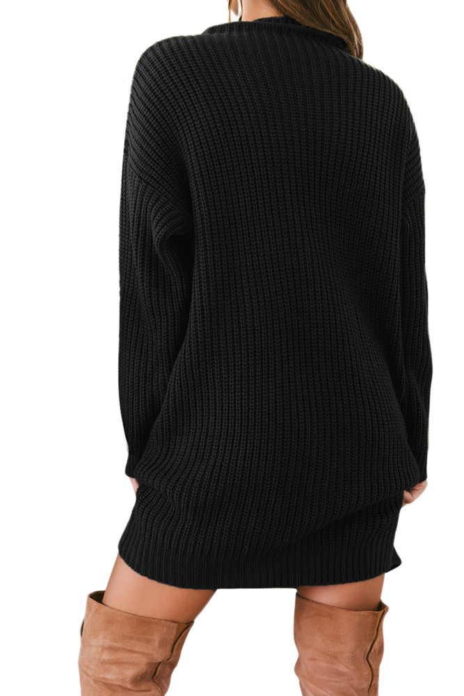 Black Drop Shoulder Pullover Sweater