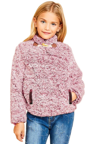 Red Long Sleeve Fleece Pullover Sweater for Girls
