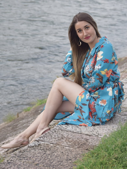 Blue Bohemian Floral Print Notch Lapel Belted Shirt Dress