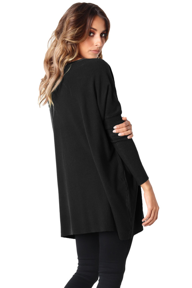 Black Classic Wide Neck Knitted Jumper