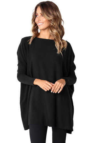 Black Classic Wide Neck Knitted Jumper