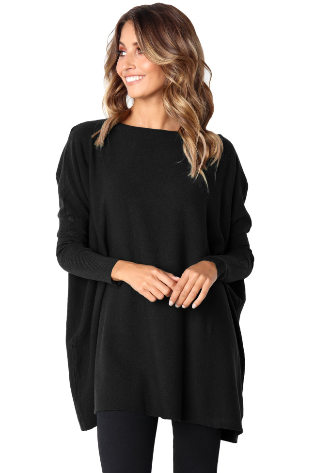 Black Classic Wide Neck Knitted Jumper
