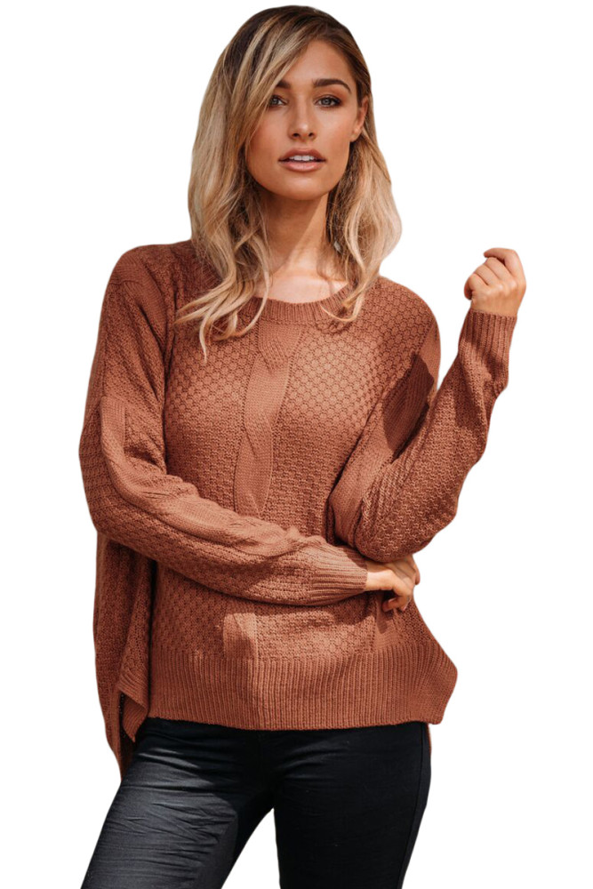 Orange Thick Patterned Knit Sweater