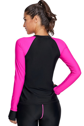 Rosy Long Sleeve Zip Down Rashguard Top for Women