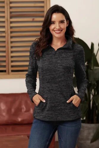 Charcoal Quarter Zip Pullover Sweatshirt