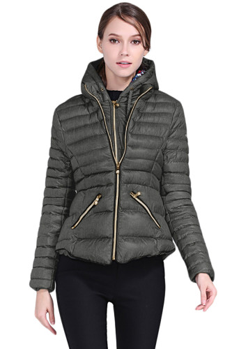 Dark Gray Hooded Cotton Jacket with Zipped Pockets