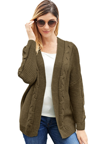 Taupe Chunky Wide Long Sleeve Knit Cardigan