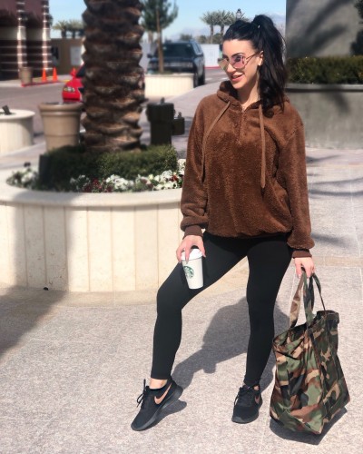 Brown Warm Furry Pullover Hoodie