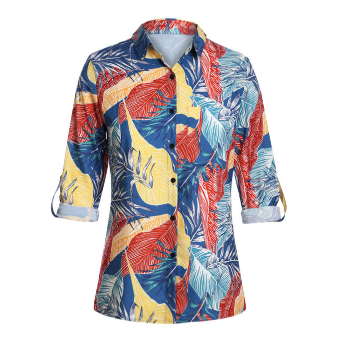 Multicolor Plant Print Women Shirt