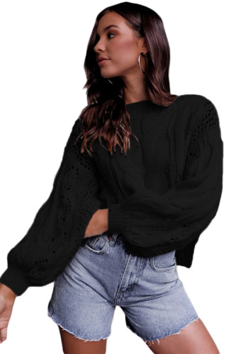 Black Loose Fit Knit Hollow Out Jumper Sweater