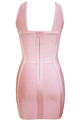 Pink Embellished Midi Bandage Dress