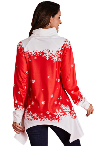Cowl Neck Santa Claus Snowman Xmas Tunic Top