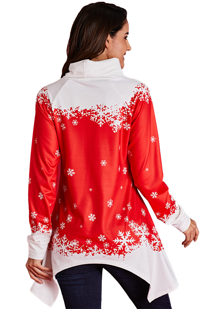 Cowl Neck Santa Claus Snowman Xmas Tunic Top