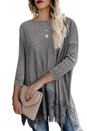 Grey Waldorf Lace Contrast Sweater