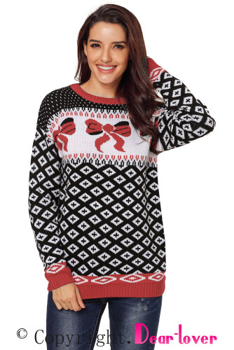 Black Ugly Bow Patterns Christmas Sweater