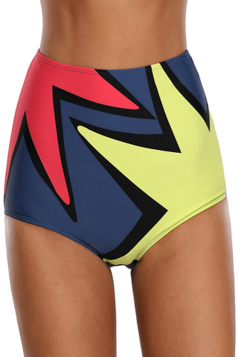Polygonal Star Print High Waist Swim Bottom