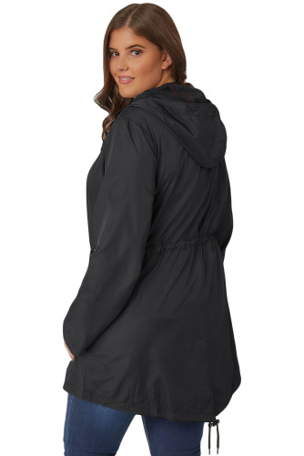 Black Plus Size Pocket Parka Jacket