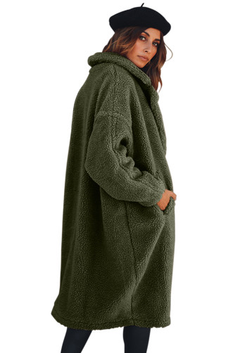 Army Green Oversize Furry Long Coat
