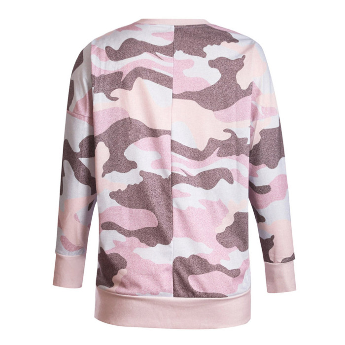 Dusty Pink Digital Camo Print Sweatshirt